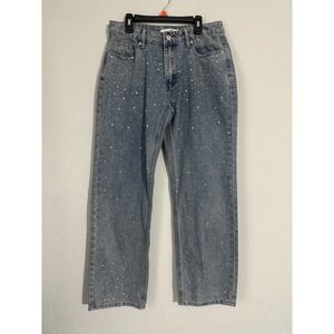 LOVE‎ SOHO Women's Rhinestone Embellished Denim Jeans Straight Leg Size 7 Blue